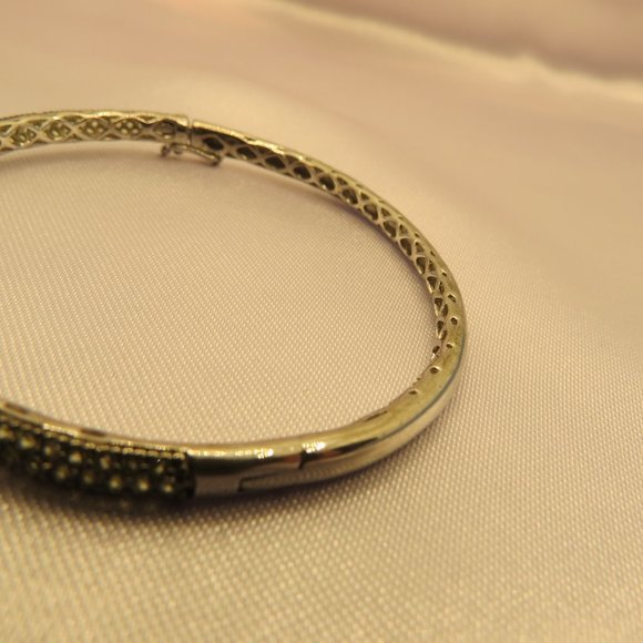 Sterling Silver Bangle Bracelet with Black cz - Picture 4 of 4